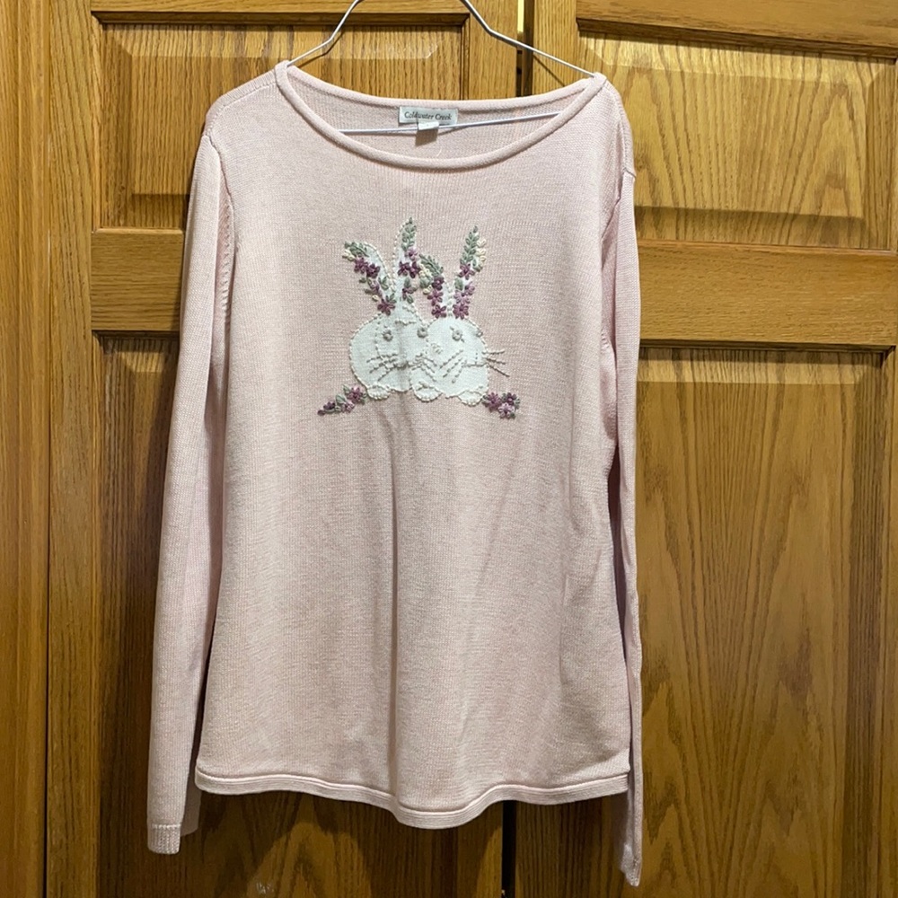 Pink sweater large with 2 bunnies